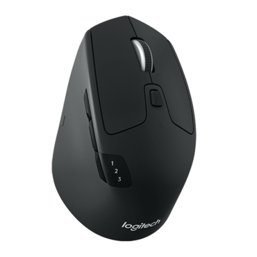 M720 Triathlon, 1000-dpi, Wireless/Bluetooth, Black, Optical Ergonomic Mouse