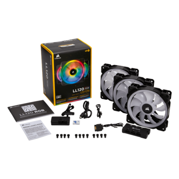 LL120 RGB Black 3 x 120mm, w/ Lighting Node PRO, 1500 RPM, 43.25 CFM, 24.8 dBA, Cooling Fans