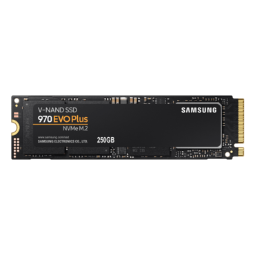 250GB 970 EVO Plus, 3500 / 2300 MB/s, V-NAND 3-bit MLC, PCIe NVMe 3.0 x4, M.2 2280 SSD