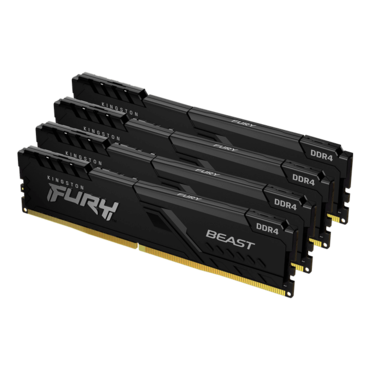 16GB (4 x 4GB) FURY Beast DDR4 2666MHz, CL16, Black, DIMM Memory