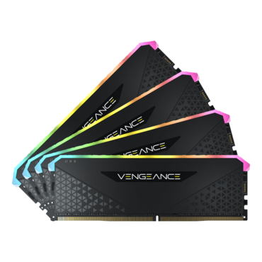 64GB Kit (4 x 16GB) VENGEANCE® RGB RT DDR4 3200MHz, CL16, Black, RGB LED DIMM Memory