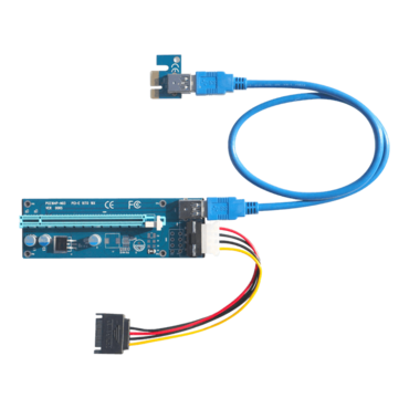 PCI-08 USB 3.0 PCI-E 1X to 16X Riser Card Extender Cable 4Pin