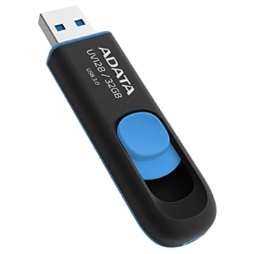 DashDrive UV128, 32GB, High-Speed USB 3.0 Capless USB Flash Drive, Blue/Black, Retail