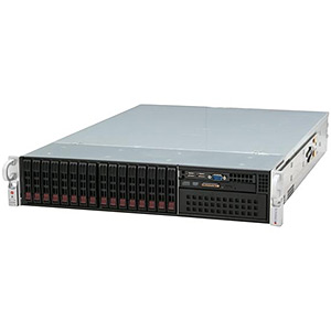 SYS-2026T-6RF+ Black 2U Rack Server Platform, LGA1366 /2, Intel� 5520, DDR3-1333 288GB/48GB ECC/UECC /18, SAS RAID 5 HS /8, SATA 3Gb/s RAID 5 /6, DVD, VGA, GbLAN /2, IPMI, 920W Rdt PSU