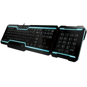 TRON� Gaming Keyboard, Wired, Detachable Modular Keypad, USB, Black, Retail