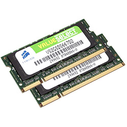 2GB (2 x 1GB) PC2-5300 DDR2 667MHz SDRAM SODIMM, CL5, Non-ECC