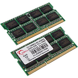 4GB (2 x 2GB) PC3-10666 DDR3 1333MHz SDRAM SODIMM, CL9 (9-9-9-24), 1.5V, Non-ECC