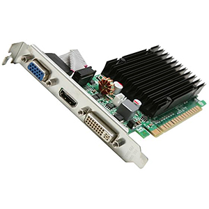 GeForce� 210 (Fanless) 520MHz, 1GB GDDR3 1200MHz, PCIe x16, VGA + DVI + HDMI, Retail