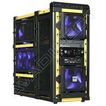 Antec LanBoy Air Black/Yellow Black Case, ASUS Rampage III Extreme, Intel Core i7-990X Extreme, G.Skill 24GB (6 x 4GB) DDR3-1600, EVGA GeForce GTX 460 Superclocked
