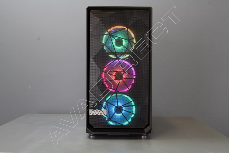 Fractal Design Meshify S2 Black - TG Tempered Glass Mid Tower Case Front View