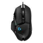 G502, 1 RGB Zones, 16000-dpi, Wired, Black, HERO Gaming Mouse