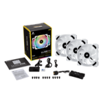 LL120 RGB 3 x 120mm, White, w/ Controller, RGB LEDs, 2200 RPM, 63 CFM, 36 dBA, Cooling Fans