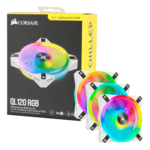 iCUE QL120 RGB 3 x 120mm, White, w/ Controller, RGB LEDs, 1500 RPM, 41.8 CFM, 26 dBA, Cooling Fans