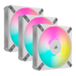 iCUE AF120 RGB ELITE 3 x 120mm, White, w/ ARGB Hub, RGB LEDs, 2100 RPM, 65.57 CFM, 34.1 dBA, Cooling Fans