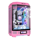 Tower 300, Tempered Glass, No PSU, microATX, Bubble Pink (Flower), Mid Tower Case