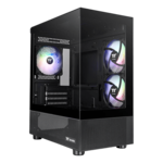 View 170 TG ARGB, Tempered Glass, No PSU, microATX, Black, Mini Tower Case