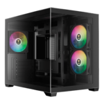 AURA GC10M V2 ARGB, Tempered Glass, No PSU, microATX, Black, Mini Tower Case