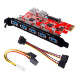 Add-On Card - KTU3FR-5O2U, 7 x USB 3.0 Connector to PCI Express 3.0 x1 Add-On Card