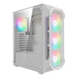Computer Case - AURA GC1 ELITE WH ARGB, Tempered Glass, No PSU, ATX, White, Mid Tower Case