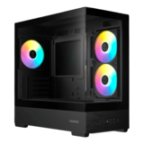 Computer Case - ATLAS E5M, Tempered Glass, No PSU, microATX, Black, Mid Tower Case