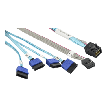 MiniSAS HD to 4 SATA (75/75/90/90cm) 12Gb/s with Sideband 75cm Cable (CBL-SAST-0699)