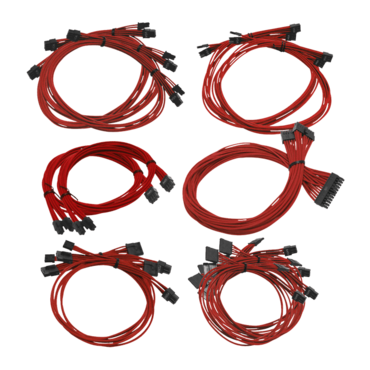 Red, B3/B5/G+/G2/G3/G5/G6/G7/GA/GM/GT/P2/P3/P5/P6/P+/T2 Series Individually Sleeved PSU Cable Kit