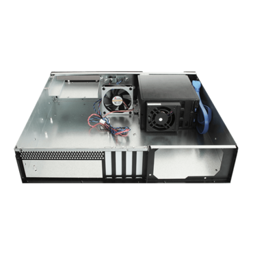 D-230HB-DT-BLUE, Blue HDD Handle, 3 x 3.5&quot; Hotswap Bay, No PSU, microATX, Black, 2U Desktop Chassis