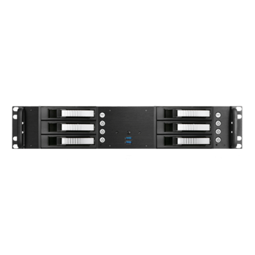 D-260HB-SILVER, Silver HDD Handle, 6x 3.5&quot; Hotswap Bays, No PSU, microATX, Black, 2U Chassis