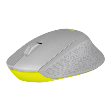 M330 Silent Plus, 1000-dpi, Wireless, Grey/Yellow, Optical Mouse