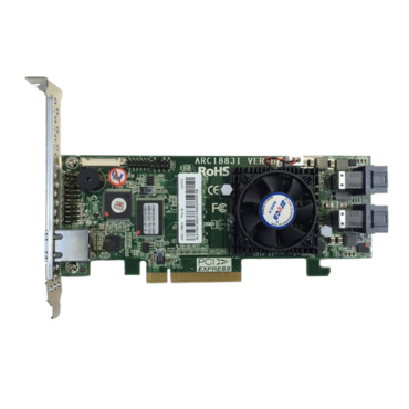 ARC-1883i, SAS 12Gb/s, 8-Port, PCIe 3.0 x8, Controller with 2GB Cache, Includes 2x Internal HD MiniSAS (SFF-8643) to MiniSAS (SFF-8087) Cables