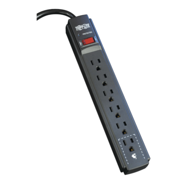 Protect It! 6-Outlet Surge Protector, 6 ft. Cord, 790 Joules, Diagnostic LED, Black Housing (Raymond)