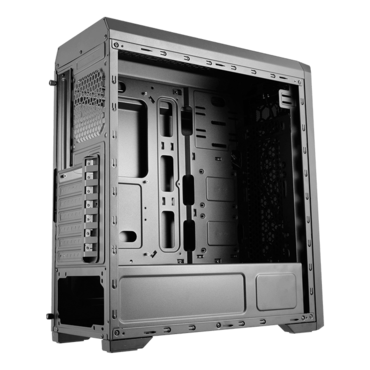 MX330-G Tempered Glass, No PSU, ATX, Black, Mid Tower Case