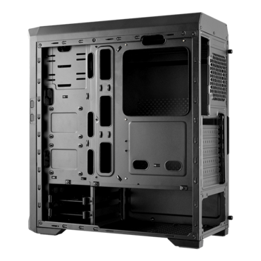 MX330-G Tempered Glass, No PSU, ATX, Black, Mid Tower Case