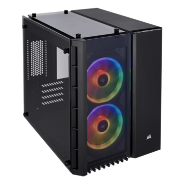 Crystal Series 280X RGB Tempered Glass, No PSU, microATX, Black, Cube Case