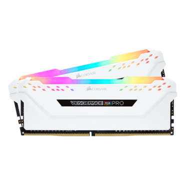 16GB Kit (2 x 8GB) VENGEANCE® RGB Pro DDR4 3200MHz, CL16, White, RGB LED, DIMM Memory