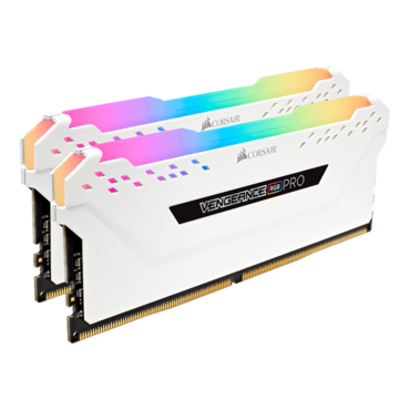 16GB Kit (2 x 8GB) VENGEANCE® RGB Pro DDR4 3600MHz, CL18, White, RGB LED, DIMM Memory