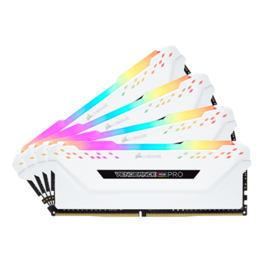 32GB Kit (4 x 8GB) VENGEANCE® RGB Pro DDR4 3200MHz, CL16, White, RGB LED, DIMM Memory