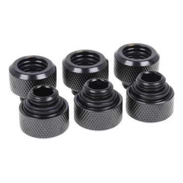 Eiszapfen 13mm HardTube compression fitting G1/4 - knurled - deep black sixpack