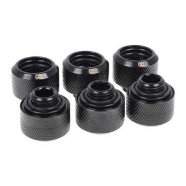 Eiszapfen 16mm G1/4" HardTube Knurled Compression Fitting - Sixpack - Deep Black