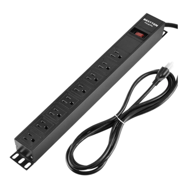 8 Outlets Rack-Mount PDU, 1U/ 15A/125V, Aluminum Alloy Surge Protector Power Strip, 9 Feet Cord, ETL Certified, Black