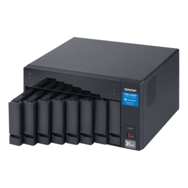TVS-872XT 8-bay NAS Server, Intel® Core™ i5-8400T 3.3 GHz, 32GB DDR4 RAM (16GB pre-installed), SATA 6Gb/s, M.2 / 2, GbLAN / 2, 10GbLAN / 1, USB 3.1 Gen 2 / 4, Thunderbolt 3 / 2, 250W PSU