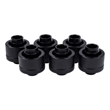 Eiszapfen 19/13mm (ID 1/2" OD 3/4") G1/4 Compression Fitting - Black Sixpack