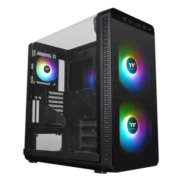 View 37 ARGB, Acrylic Side Panel, No PSU, E-ATX, Black, Mid Tower Case