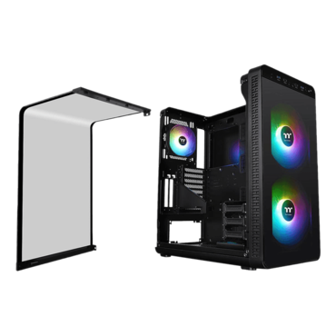 View 37 ARGB, Acrylic Side Panel, No PSU, E-ATX, Black, Mid Tower Case