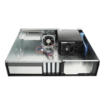 D-230HN-DT-BLUE, Blue HDD Handle, 3 x 3.5&quot; Hotswap Bay, No PSU, microATX, Black, 2U Desktop Chassis