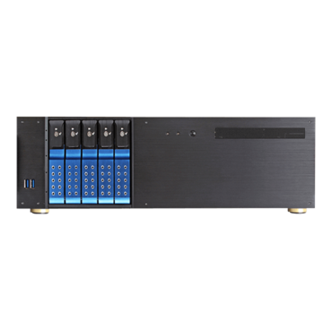 D-350HN-DT-BLUE, Blue HDD Handle, 1x Slim 5.25&quot;, 3x 3.5&quot;, 5x 3.5&quot; Hotswap Bays, No PSU, ATX, Black/Blue, 3U Chassis