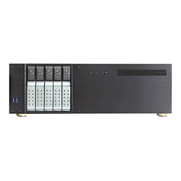 D-350HN-DT-SILVER, Silver HDD Handle, 1x Slim 5.25&quot;, 3x 3.5&quot;, 5x 3.5&quot; Hotswap Bays, No PSU, ATX, Black/Silver, 3U Chassis