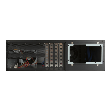 D-340HN-T-RED, Red HDD Handle, 1x Slim 5.25", 3x 3.5", 4x 3.5" Hotswap Bays, No PSU, ATX, Black/Red, 3U Chassis