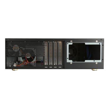 D-340HN-DT-SILVER, Silver HDD Handle, 1x Slim 5.25", 3x 3.5", 4x 3.5" Hotswap Bays, No PSU, ATX, Black/Silver, 3U Chassis