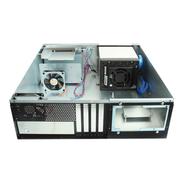 D-340HN-DT-SILVER, Silver HDD Handle, 1x Slim 5.25", 3x 3.5", 4x 3.5" Hotswap Bays, No PSU, ATX, Black/Silver, 3U Chassis